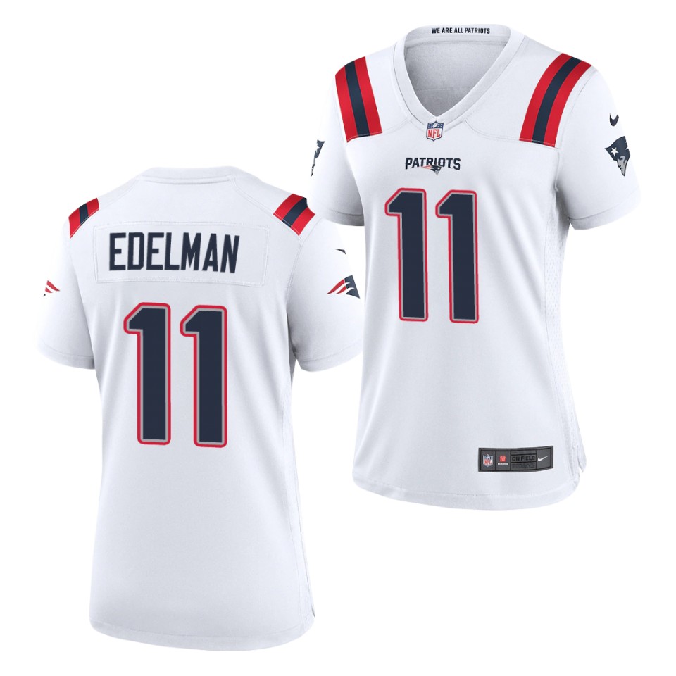 Women's New England Patriots #11 Julian Edelman White Stitched Jersey(Run Small)